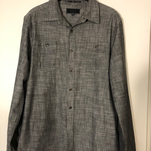 Men's Grey Cotton Casual Long Sleeve Shirt by 2/Men - Picture 1 of 5